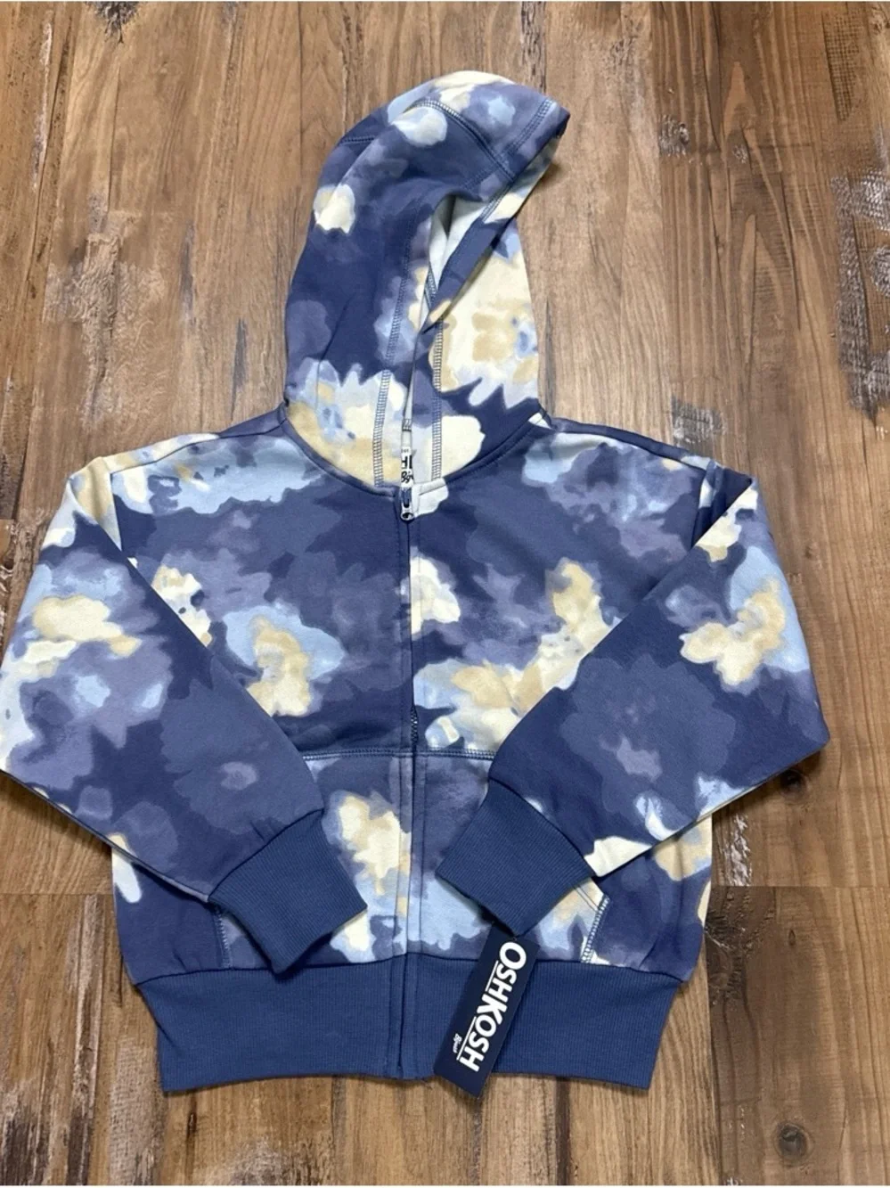 OshKosh Navy & Cream Cloud Print Zip Hoodie for Kids